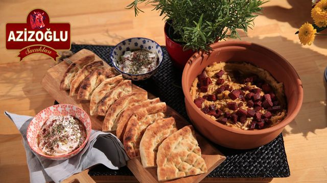 Sucuk ve Yağı ile Fırınlanmış Humus